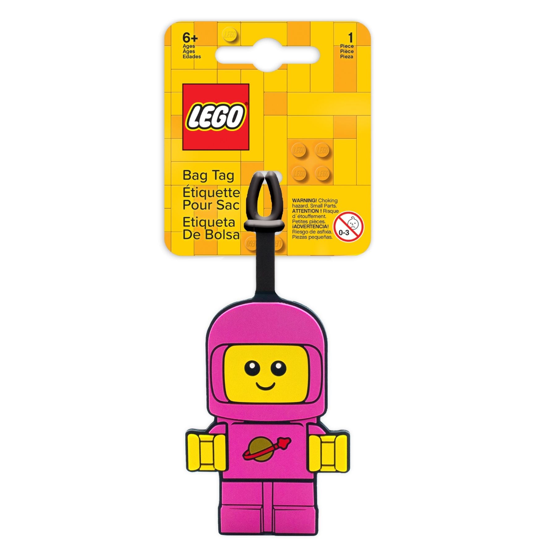 LEGO Space Baby bag tag in pink travel accessory - British product