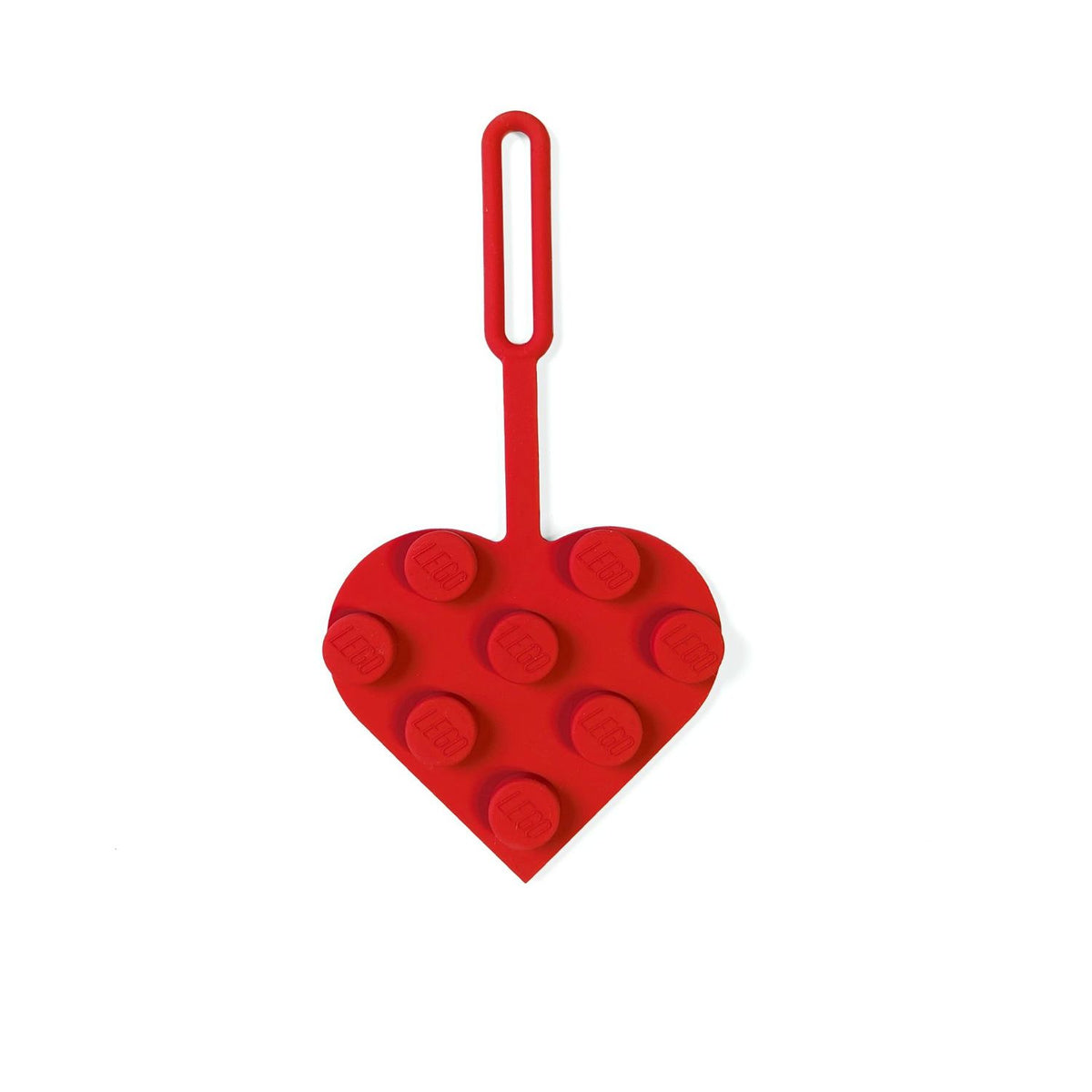 LEGO 3x3 Heart Bag Tag red silicone (British brand)