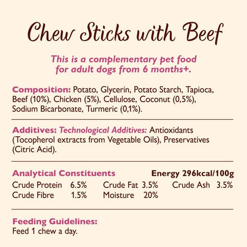 Lily's Kitchen dog chew sticks with beef 120g, UK version