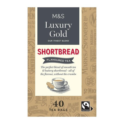 M&S Shortbread Biscuit Teabags 40 pack, imported from the UK