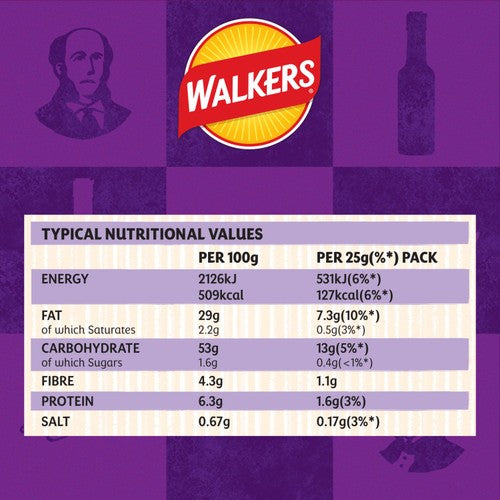 Walkers Worcester sauce flavour crisps 6x25g (British brand)