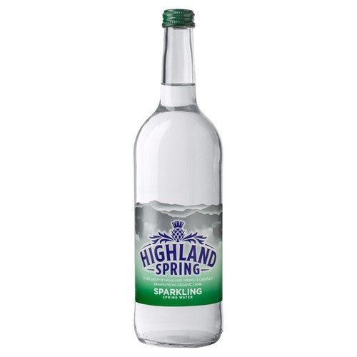 Highland Spring sparkling water glass bottle 750ml, UK version