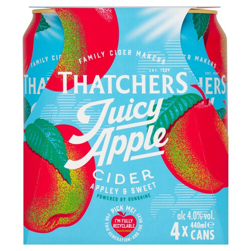 Thatchers Juicy Apple Cider 4pk Can