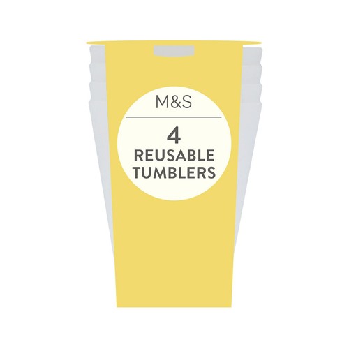 M&S white reusable picnic tumblers 4 pack, imported from the UK