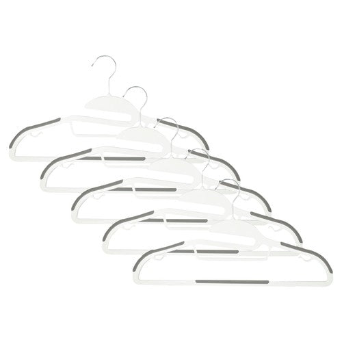 Addis non-slip plastic clothes hangers white and grey pack of 5, imported from the UK
