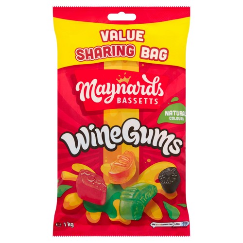 Cadbury Maynards Bassetts Wine Gums sharing bag 1kg, imported from the UK
