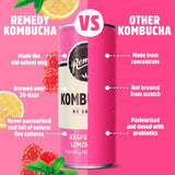 Remedy Kombucha Raspberry Lemonade 4 x 330ml, imported from the UK
