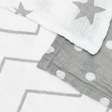 Bloomsbury Mill Organic Muslin Squares, Grey/White, 3 pack