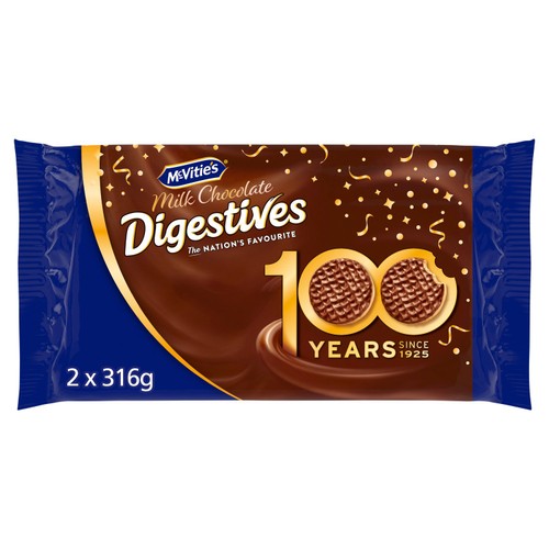 McVitie's milk chocolate digestives biscuits twin pack 2x316g, imported from the UK