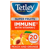 Tetley Immune Peach & Orange Fruit and Herbal Tea Bags 20 Tea Bags (British brand)