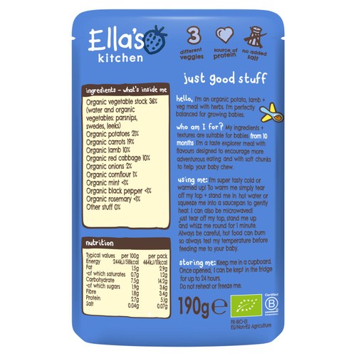 Ella's Kitchen lamb roast dinner baby food pouch 190g - British product