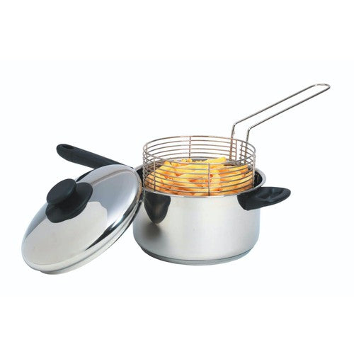 KitchenCraft large chip fryer with basket and lid 20cm, UK version