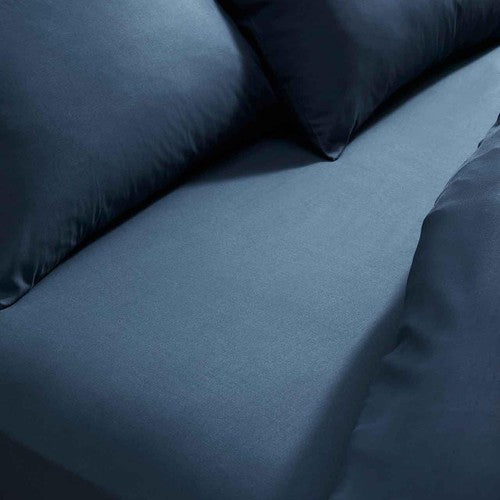 M&S Cotton Rich Fitted Sheet, Super King Size Navy