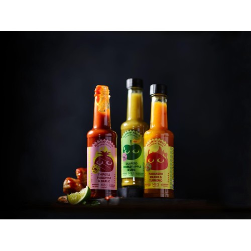 M&S Chipotle Pineapple Hot Sauce bottle, imported from the UK