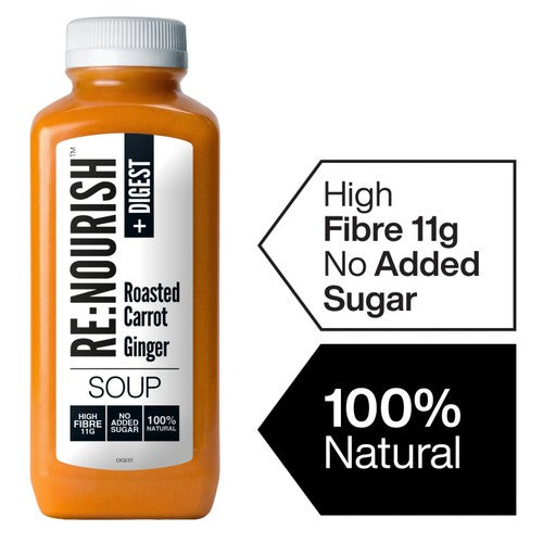Re Nourish Roasted Carrot and Ginger Soup 500g, imported from the UK