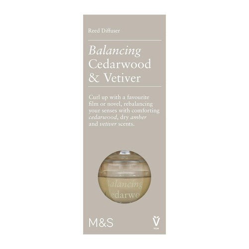 M&S Cedarwood Vetiver Reed Diffuser 80ml, imported from the UK