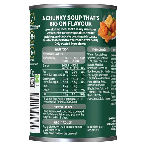 Heinz chunky vegetable soup 400g, imported from the UK