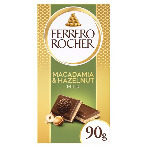 Ferrero Rocher milk chocolate with hazelnut and macadamia bar 90g - British product