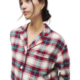 M&S Christmas Womens Checked Revere Pyjama, 16, Ivory