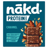 Nakd caramel protein snack bar 3 x 45g, imported from the UK