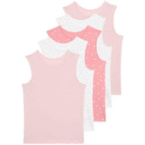 M&S Girls Pure Cotton Heart Print Vests, 7-8 Years, Pink Mix
