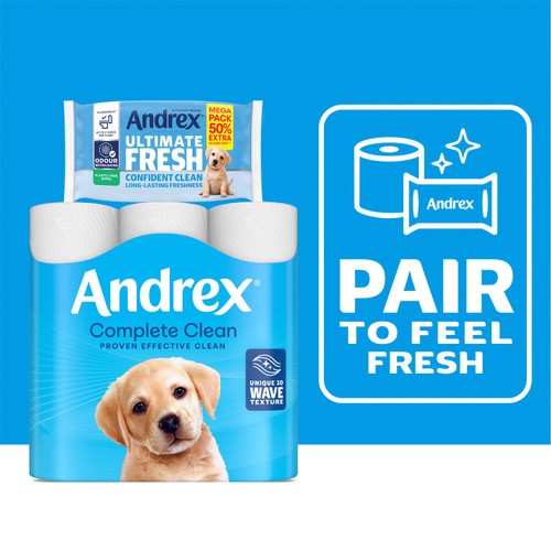 Andrex Ultimate Fresh flushable hygiene wipes 56 sheets - British product
