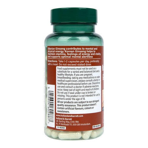 Holland & Barrett Korean Siberian Ginseng Capsules 120 capsules, UK version