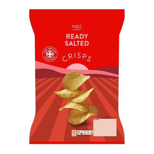 M&S Ready Salted Crisps 150g, imported from the UK