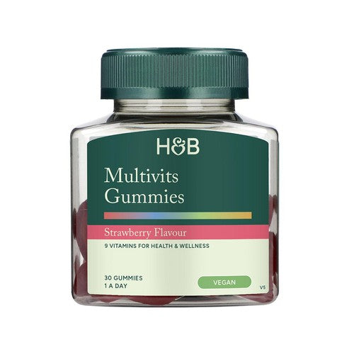 Holland & Barrett multivitamin gummies strawberry flavoured 30 gummies, UK version
