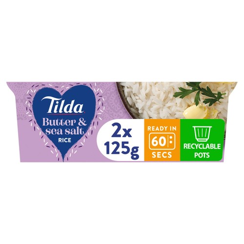 Tilda Butter and Sea Salt Jasmine Rice Pots 250g (British brand)