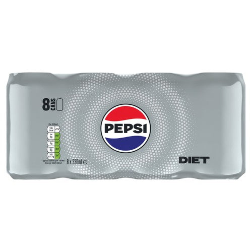 Pepsi Diet Cola 8 x 330ml cans, imported from the UK