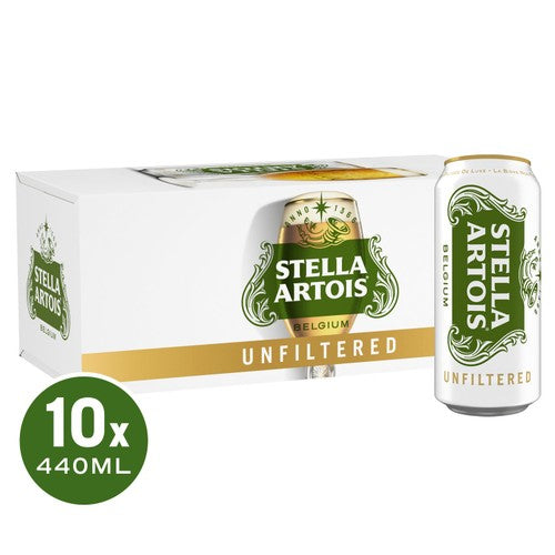 Stella Artois Belgian Unfiltered Lager 440ml Can (British brand)