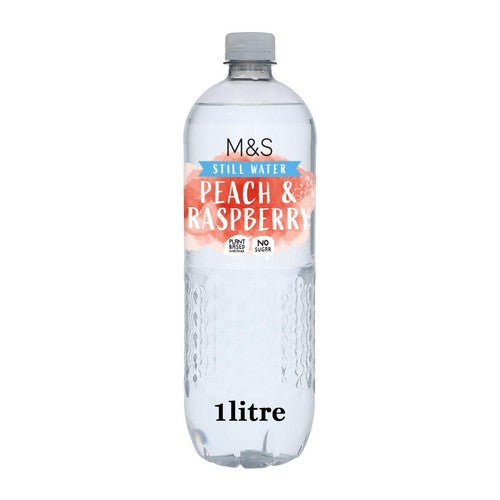 M&S peach and raspberry flavoured water 1L, imported from the UK