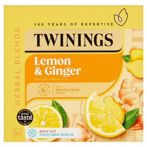 Twinings lemon and ginger herbal tea (British brand)