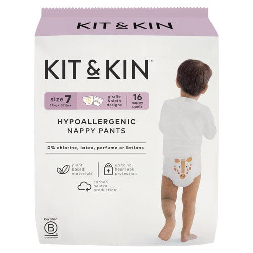 Kit & Kin Hypoallergenic Nappy Pants size 7 17+kg, UK version