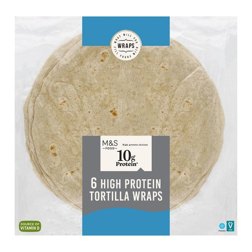 M&S high protein tortilla wraps 6 x 61g, imported from the UK