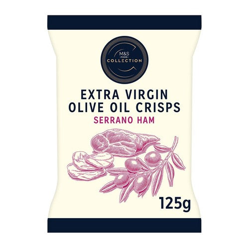 M&S Serrano ham crisps 125g, imported from the UK