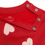 M&S Heart Sweat Outfit, 6-9 Months, Red