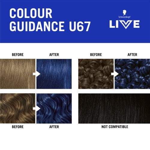 Schwarzkopf LIVE Intense Colour U67 Blue Mercury hair dye kit, UK version