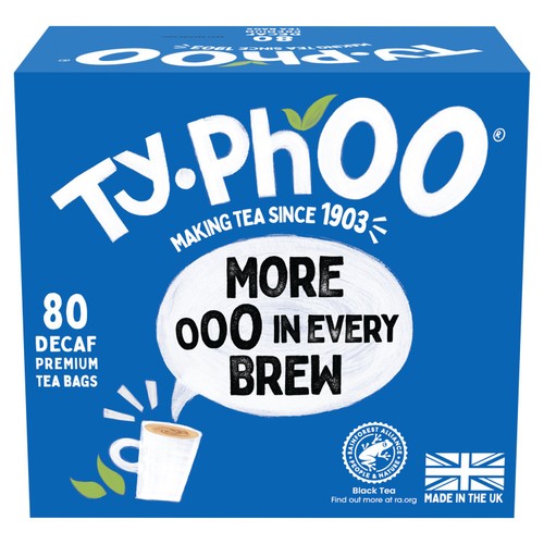 Typhoo decaf black tea bags 80 count (British brand)