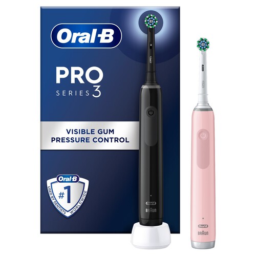 Oral-B Pro 3 3900 Black  Pink Electric Toothbrush Duo Pack