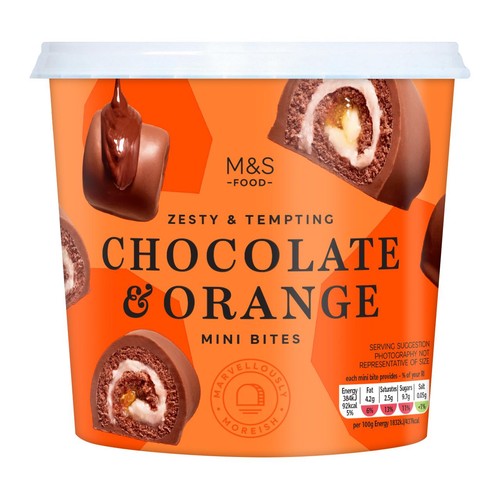 M&S chocolate & orange mini bites 310g, imported from the UK