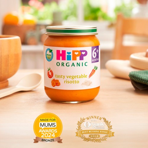 HiPP Organic Tasty Vegetable Risotto baby food jar 125g, UK version