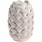 M&S Medium Shell Textured Ceramic Vase, White
