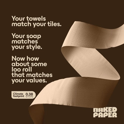 Naked Paper unbleached recycled toilet paper 24 rolls, imported from the UK