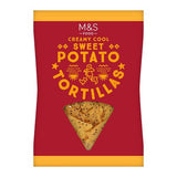 M&S cool sweet potato tortilla chips 150g, imported from the UK