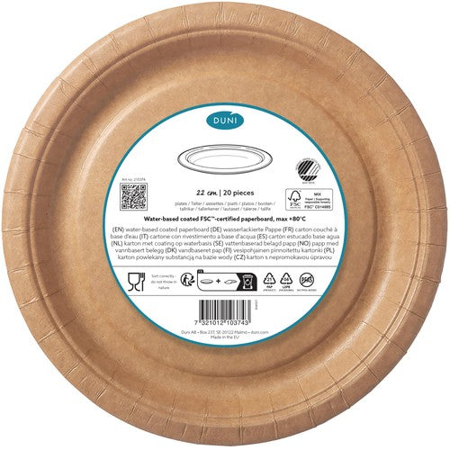 Duni Kraft Brown paper plates 22cm pack of 20, UK version