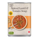 M&S spiced lentil and tomato soup 400g, imported from the UK