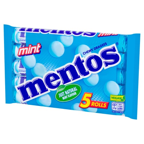 Mentos chewy mint sweets multipack 5 x 38g, imported from the UK
