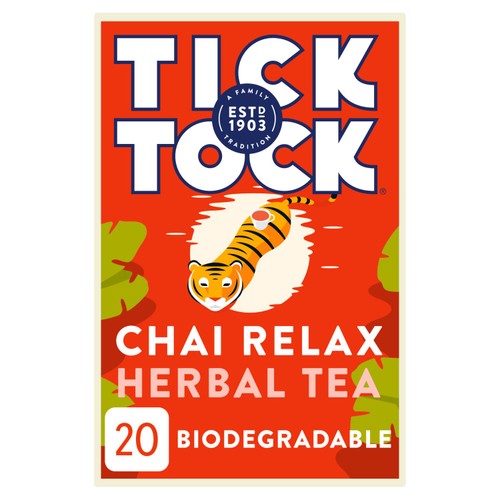 Tick Tock Chai Relax herbal tea bags 20 count (British brand)